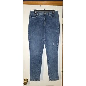 Banana Republic Washwell Women's 12 Blue Distressed Skinny Slim Stretch Jeans